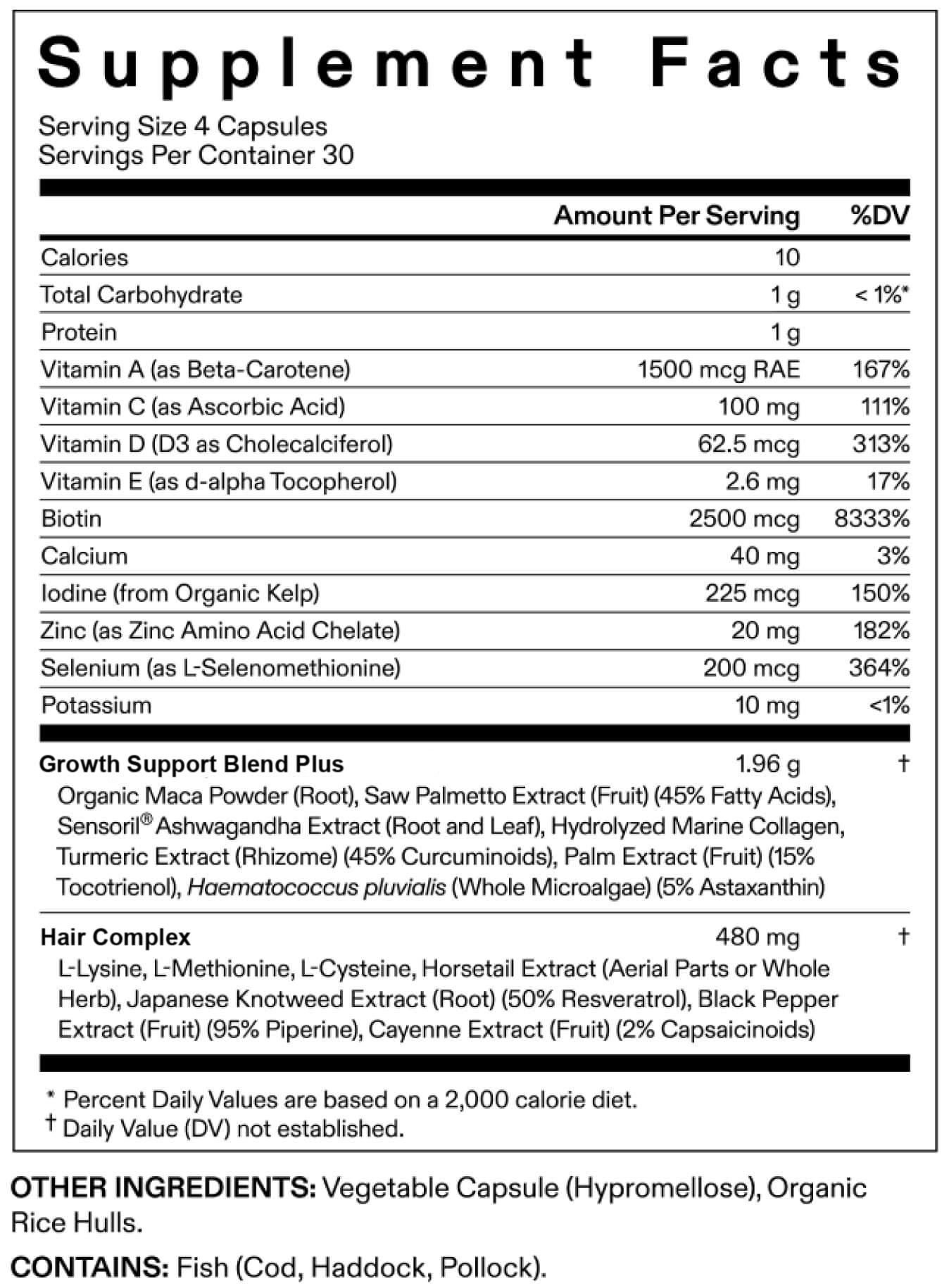 Supplement Facts label